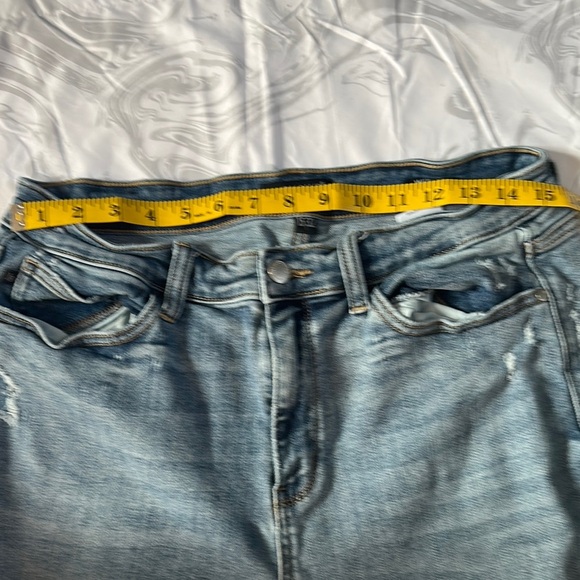 Judy Blue Boyfriend Jeans with Ripped Knees and Frayed Hem in Blue - Picture 9 of 12